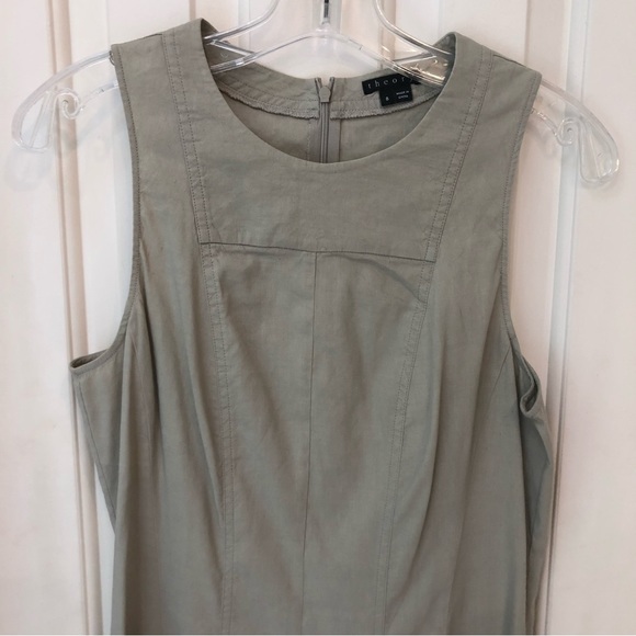 Theory dress, linen with spandex, sleeveless a-line, natural taupe color, Sz 8 - Picture 10 of 11